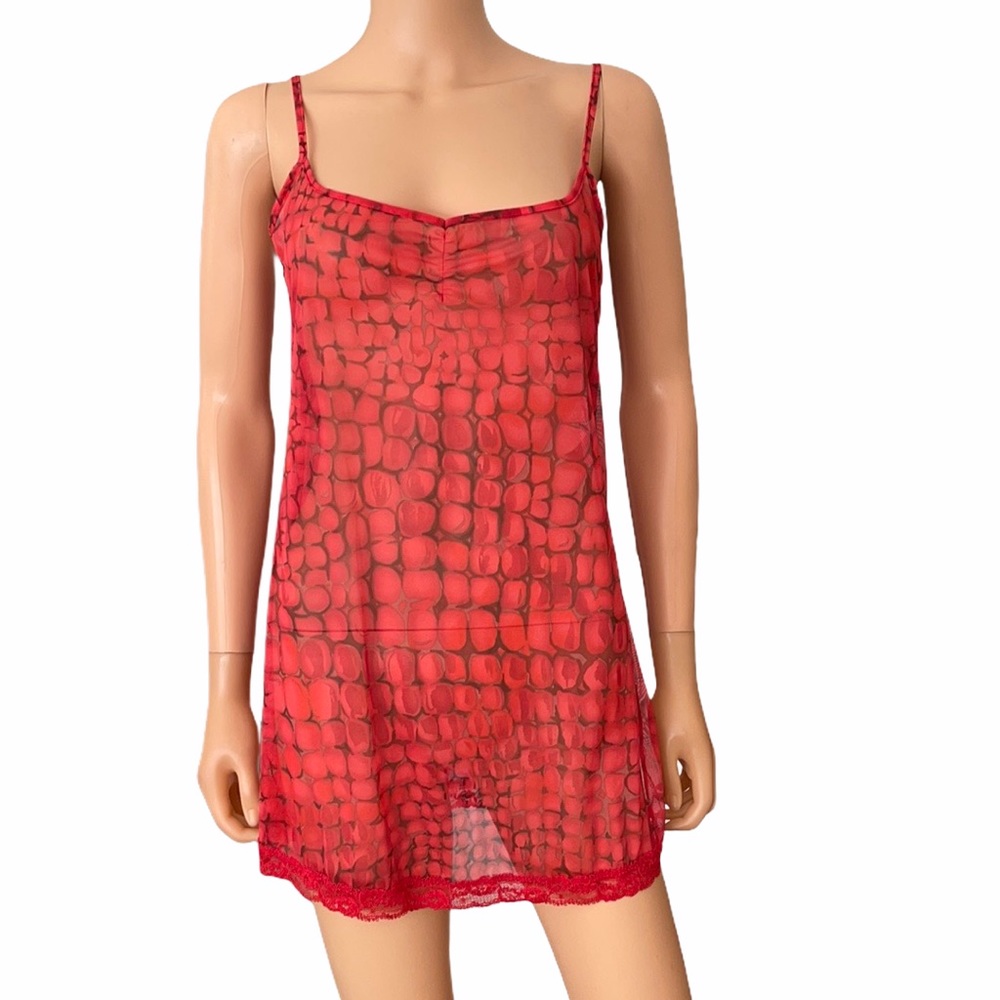 Victoria's Secret Red Patterned Mini Slip Dress Size M